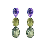 Earrings - Amethyst, Citrine, & Prasiolite Trio