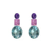 Earrings - Amethyst, Pink Topaz & Aquamarine Trio