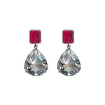 Earrings - Red Quartz & Clear Crystal Quartz