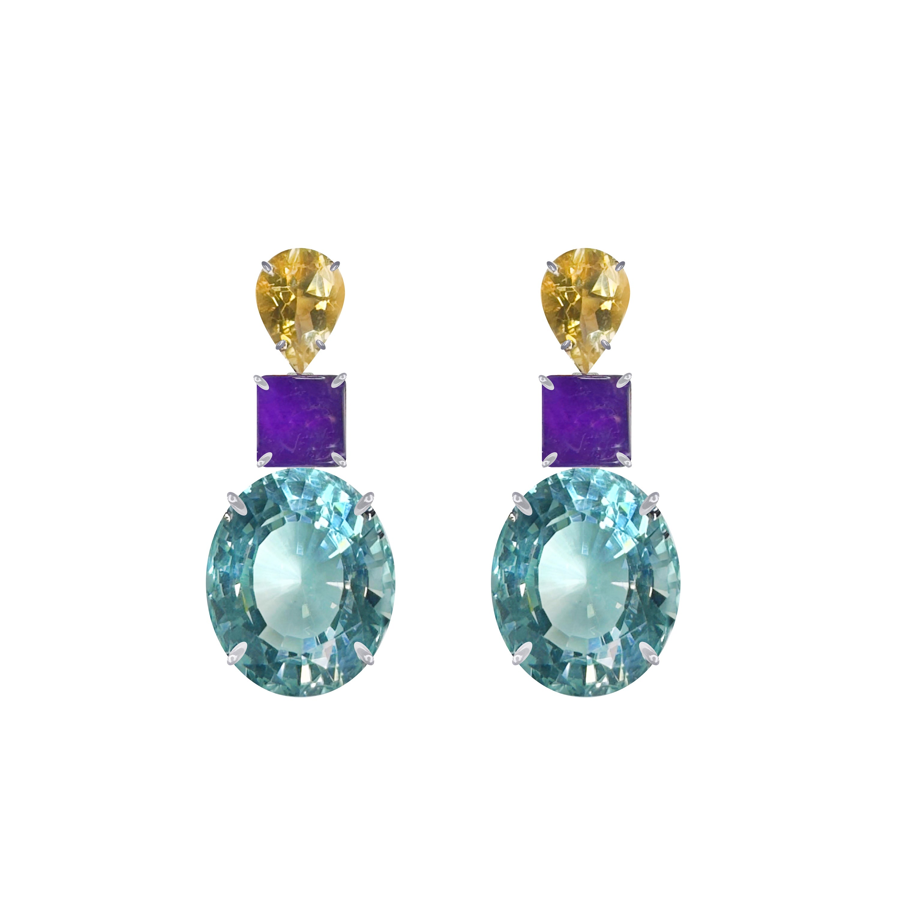 Citrine, Amethyst & Aquamarine Trio