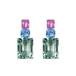 Earrings - Pink Topaz, Blue Topaz & Aquamarine Trio