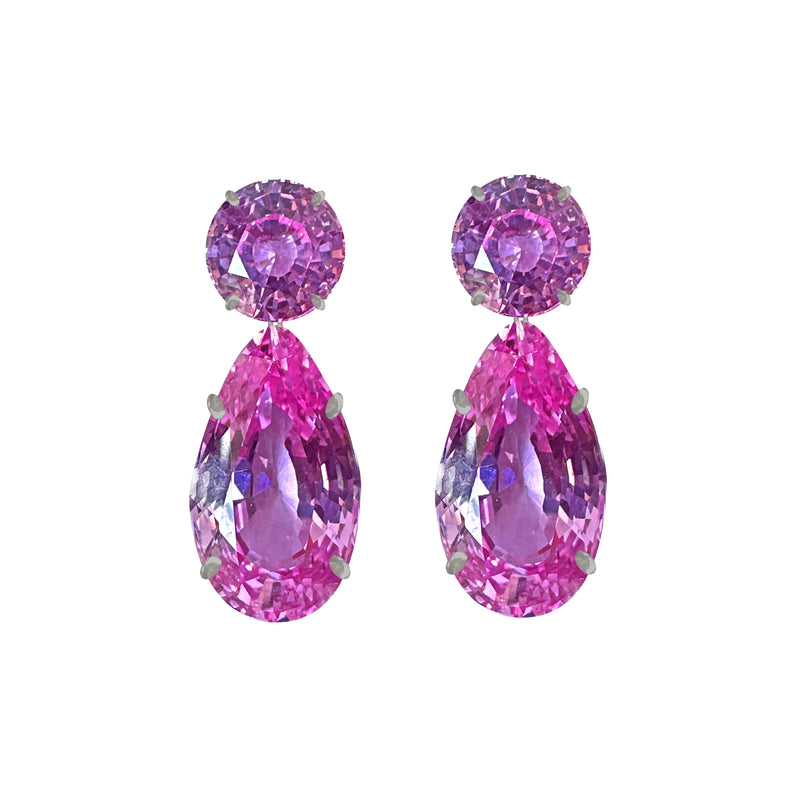 Earrings - Pink Topaz Double Drops