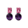 Earrings - Pink Topaz & Amethyst Double Drops