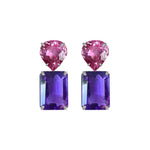Earrings - Pink Topaz & Amethyst Double Drops