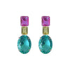 Earrings - Pink Topaz, Citrine & Indicolite Quartz Trio