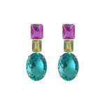 Earrings - Pink Topaz, Citrine & Indicolite Quartz Trio