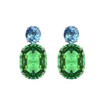 Earrings - Blue Topaz & Green Quartz Double Drops