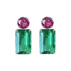Earrings - Pink Topaz & Green Quartz Double Drops