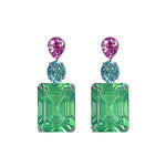 Earrings - Pink Topaz, Blue Topaz, & Green Quartz Trio