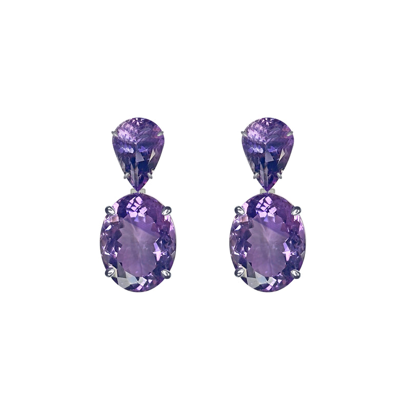 Earrings - Amethyst Double Drops
