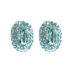 Earrings - Blue Topaz & Prasiolite Cluster