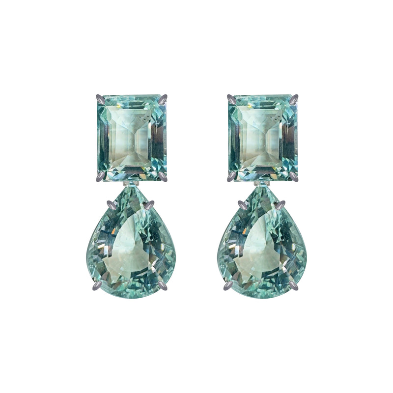 Earrings - Aquamarine Double Drops