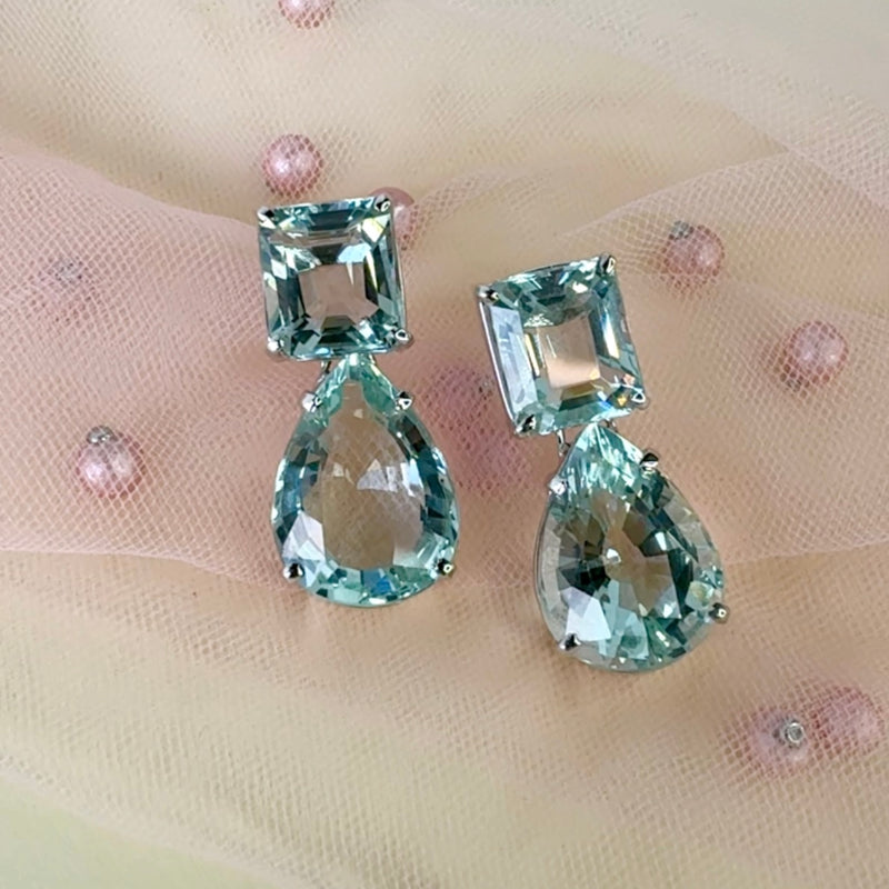 Earrings - Aquamarine Double Drops