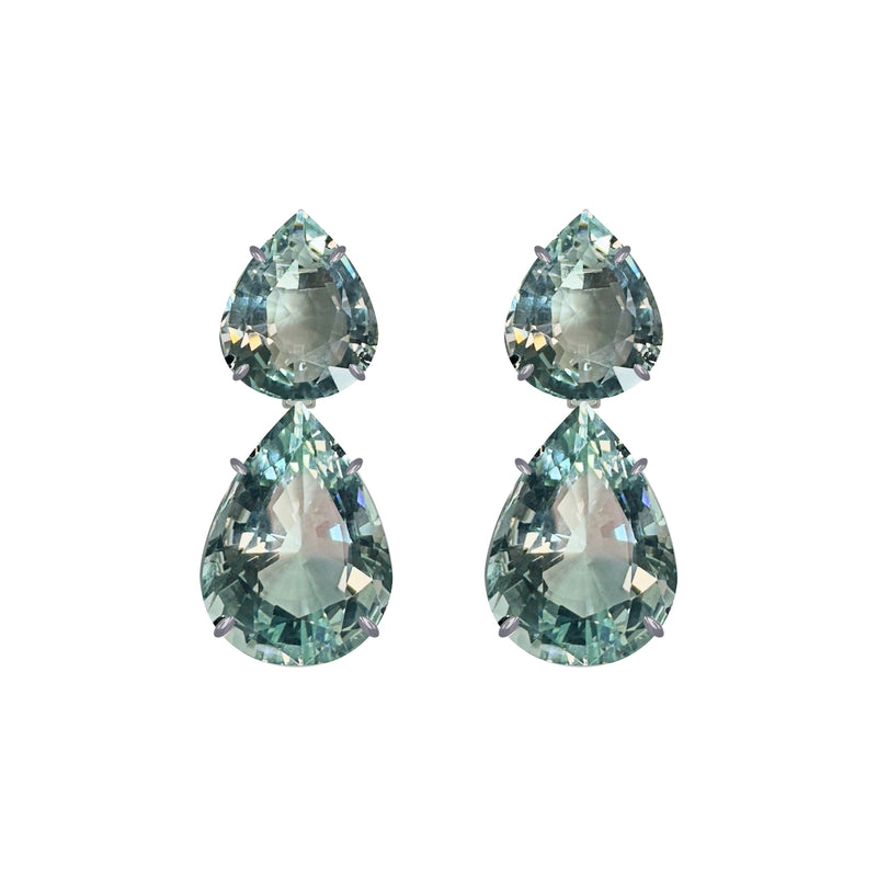 Earrings - Aquamarine Double Drops