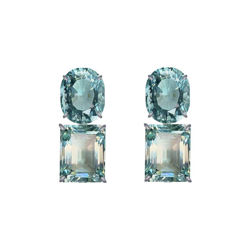 Earrings - Aquamarine Double Drops