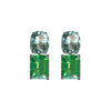 Earrings - Blue Topaz & Green Quartz Double Drops