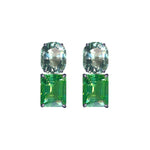Earrings - Blue Topaz & Green Quartz Double Drops