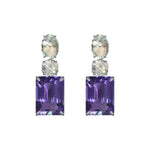 Earrings - Prasiolite, Clear Crystal Quartz & Amethyst Trio