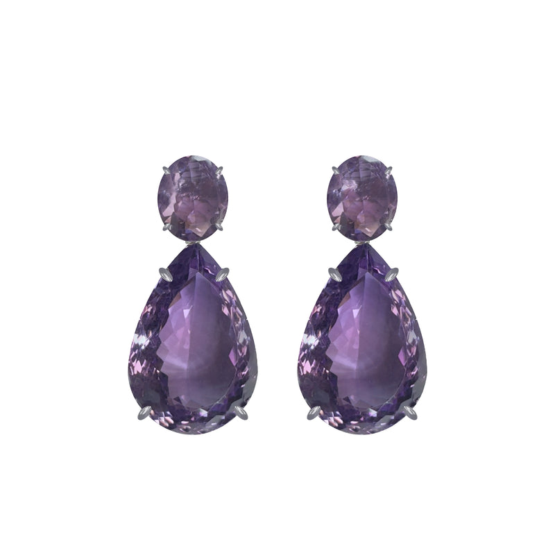 Earrings - Amethyst Double Drops