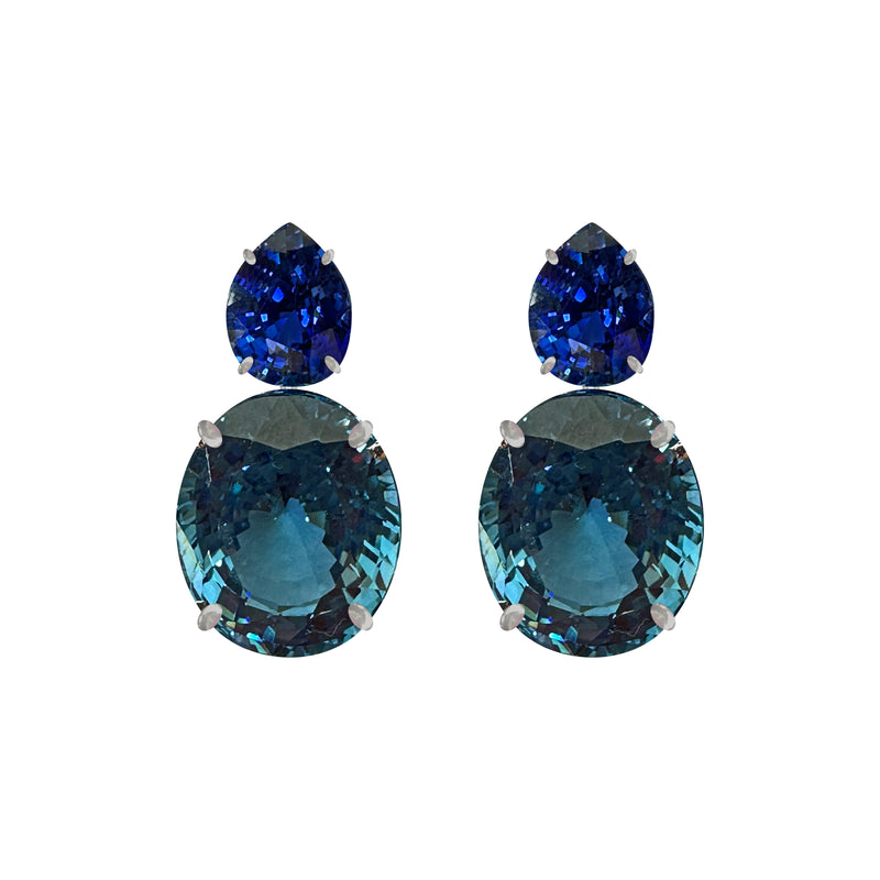 Earrings - Tanzanite & Indicolite Quartz