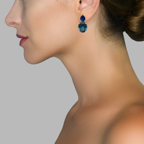 Earrings - Tanzanite & Indicolite Quartz
