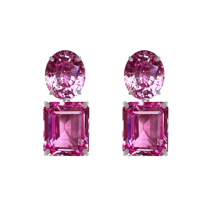 Earrings - Pink Topaz Double Drops