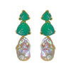 Earrings - Green Onyx & Baroque Pearl Trio