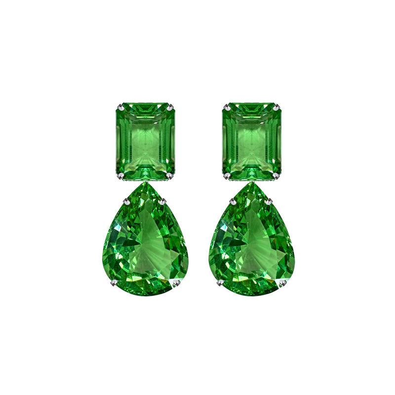 Earrings - Green Quartz Double Drops
