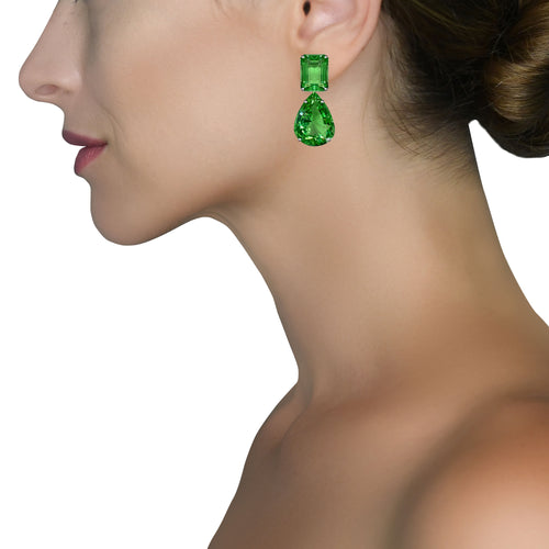 Earrings - Green Quartz Double Drops
