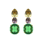 Earrings - Citrine, Amethyst & Green Quartz Trio