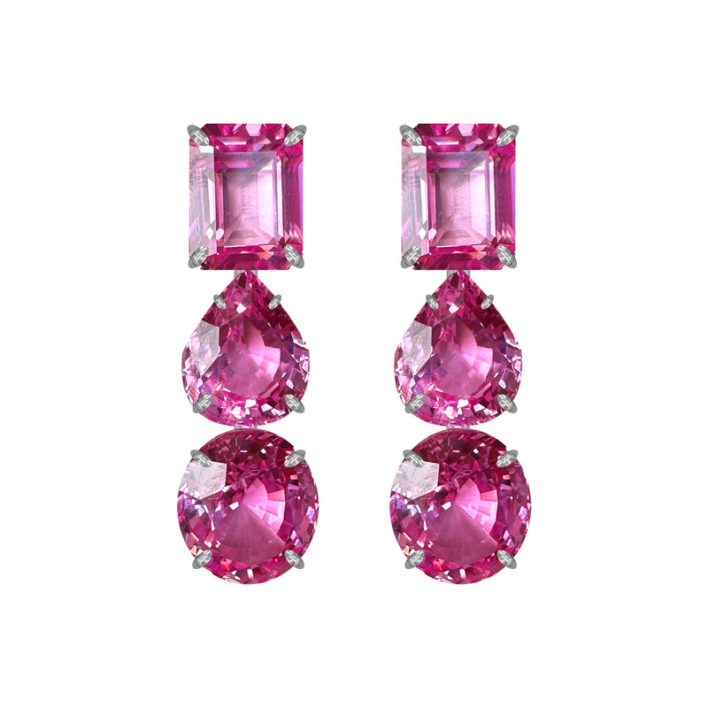 Earrings - Pink Topaz Trio