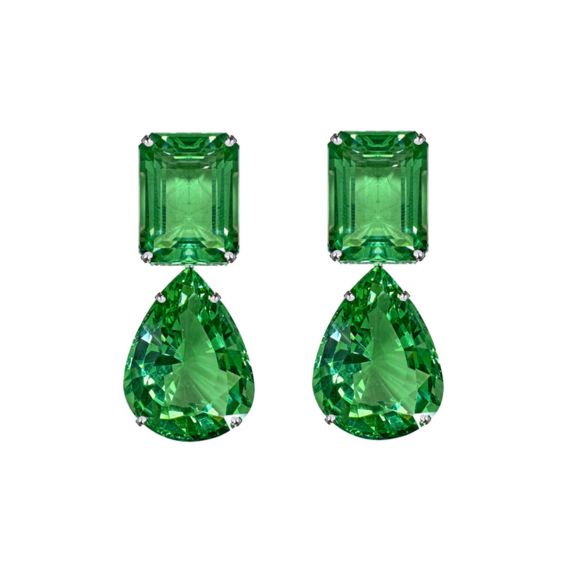 Earrings - Green Quartz Double Drops