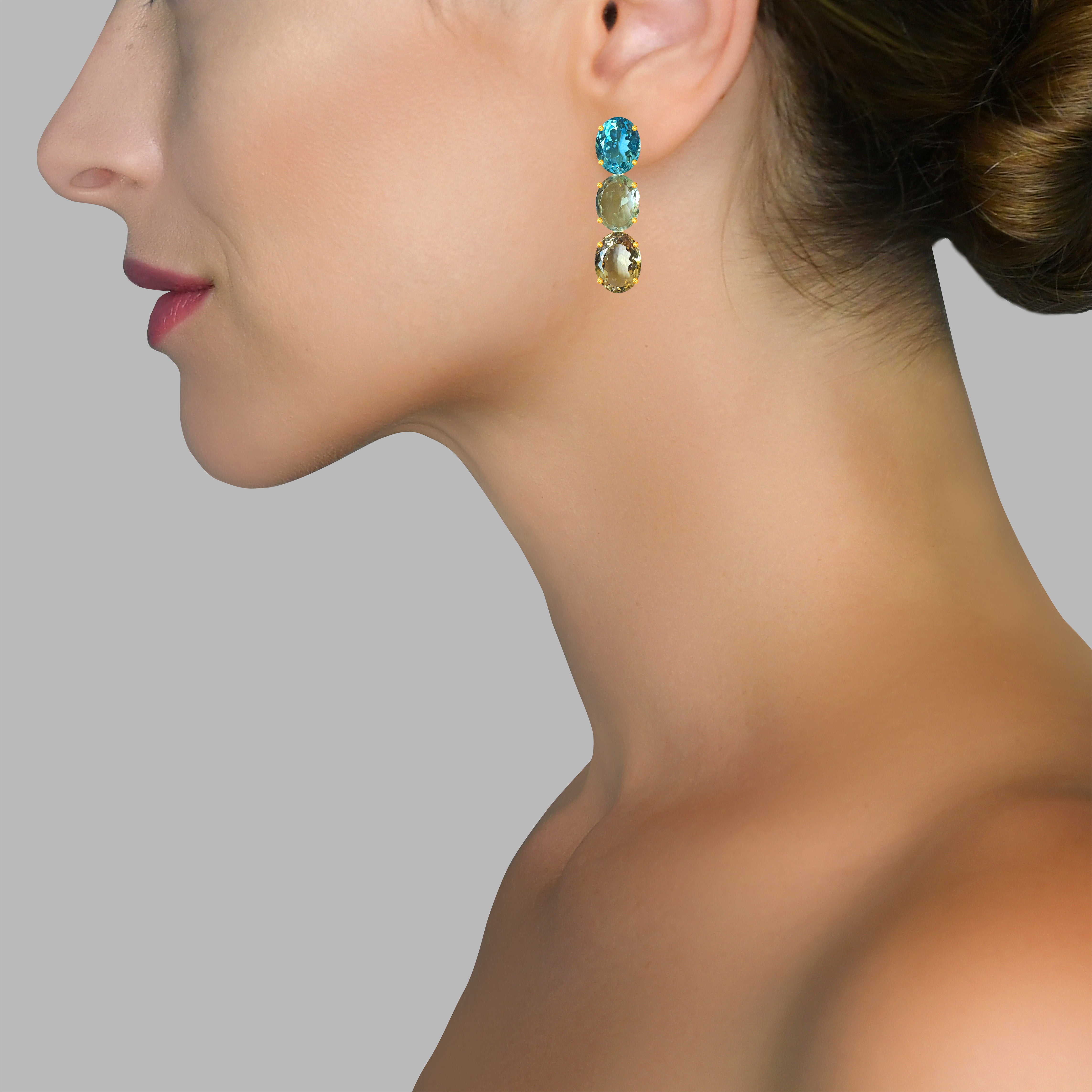 Blue Topaz, Prasiolite & Citrine Trio
