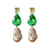 Earrings - Lemon Quartz, Green Quartz  & Baroque Pearl Trio