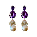 Earrings - Amethyst & Baroque Pearl Trio