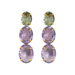 Earrings - Prasiolite & Amethyst Trio