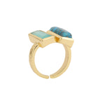 Ring - Double Bar - Turquoise and Chalcedony