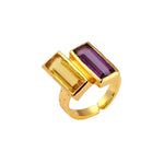 Ring - Double Bar - Amethyst and Citrine