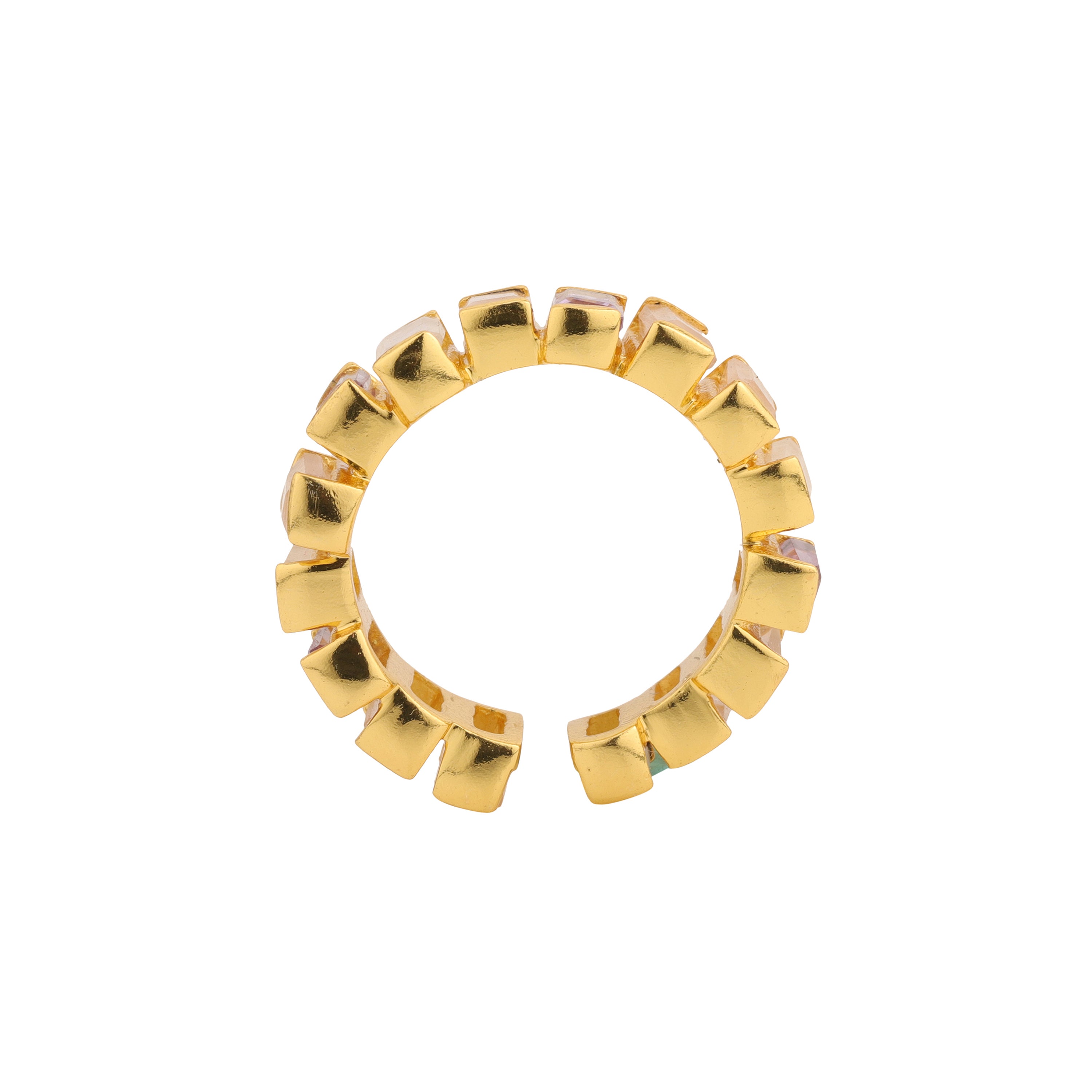 Open Baguette Ring in Amethyst, Moonstone & Rose Quartz in Amethyst, gold plated, handcrafted gemstone rings Singapore