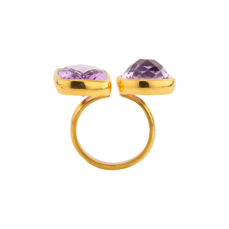 Ring - Double Amethyst Faceted