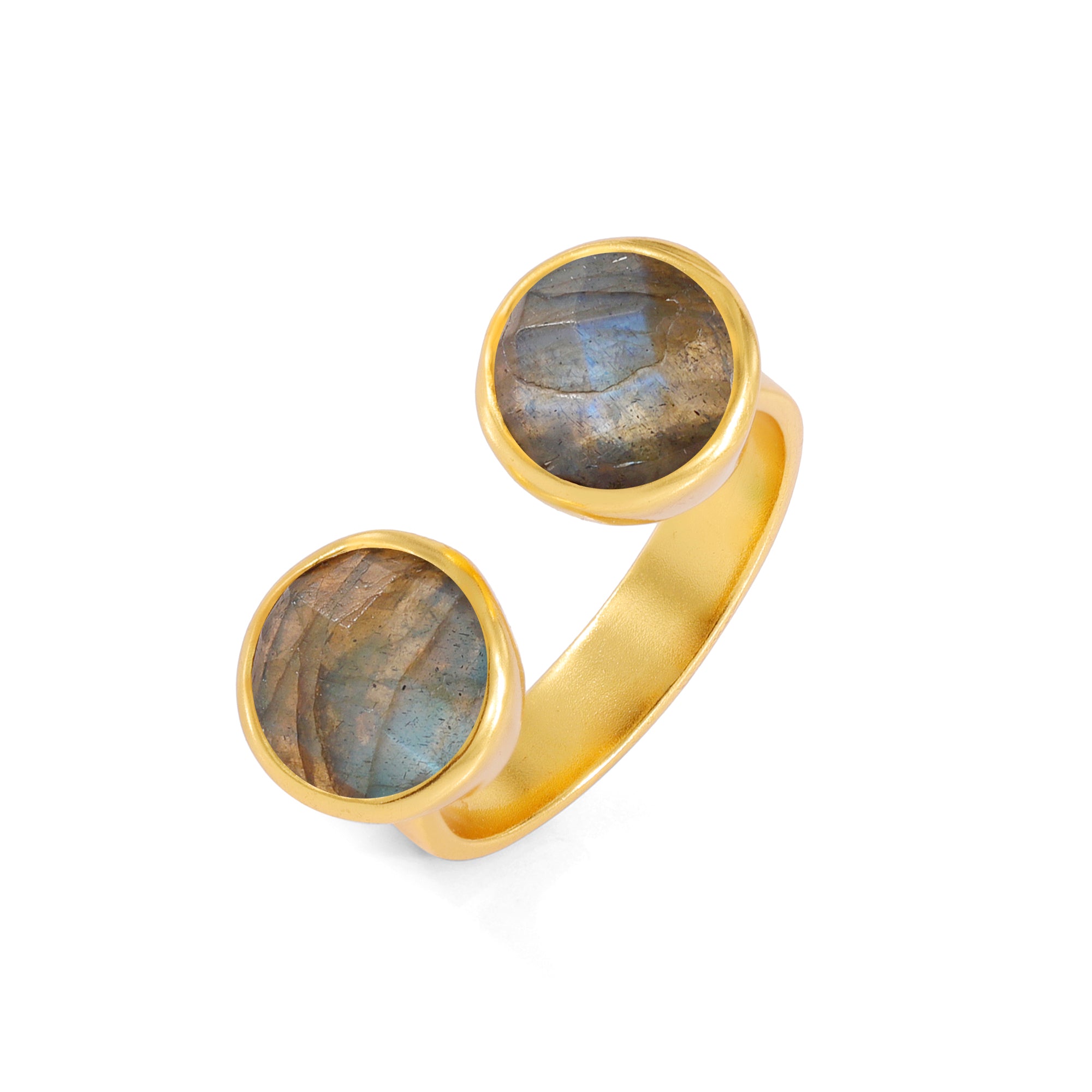 Labradorite open ring in gold finish – Shop Lustre