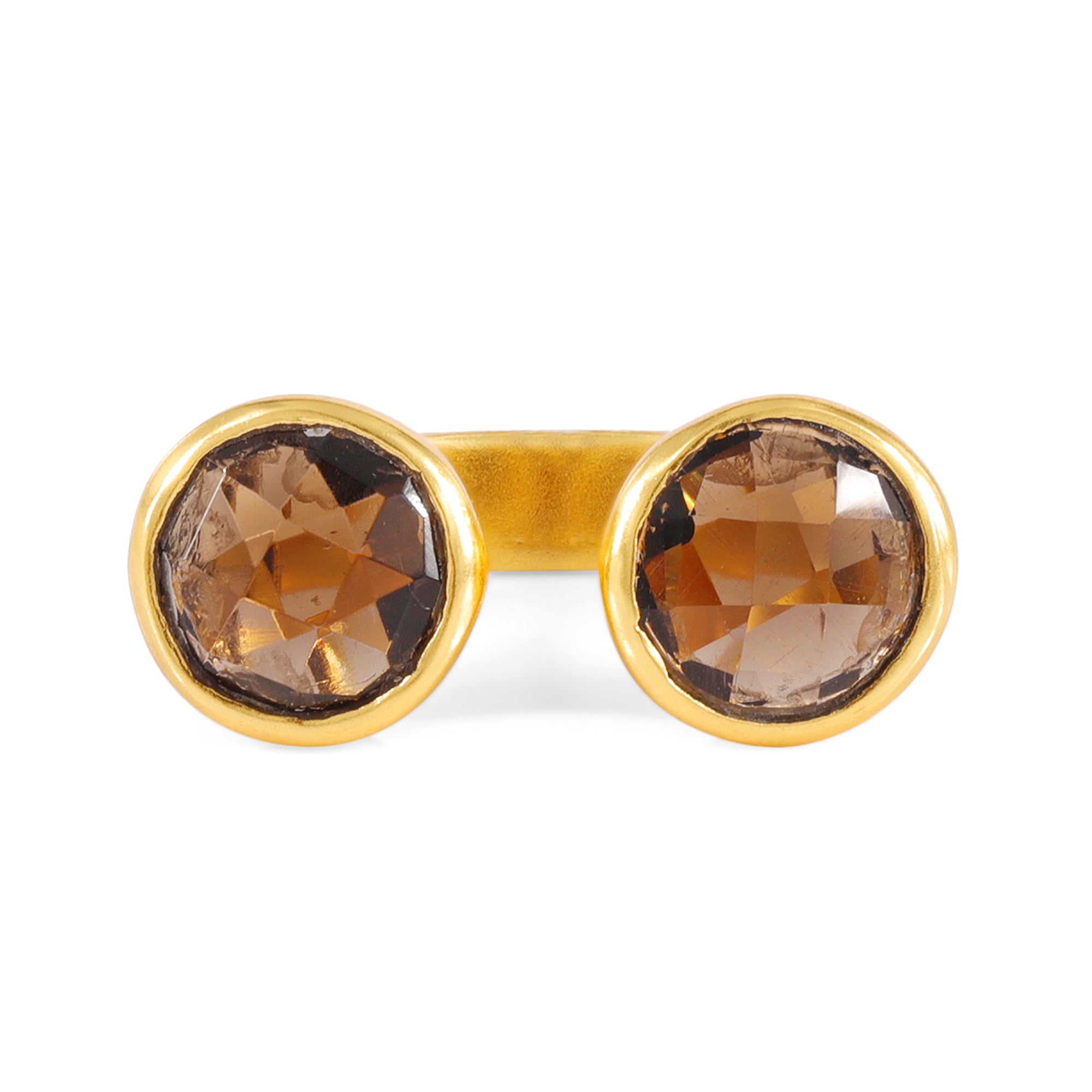 Gemini Ring in Smoky Quartz in Smoky Quartz, gold plated, handcrafted gemstone rings Singapore