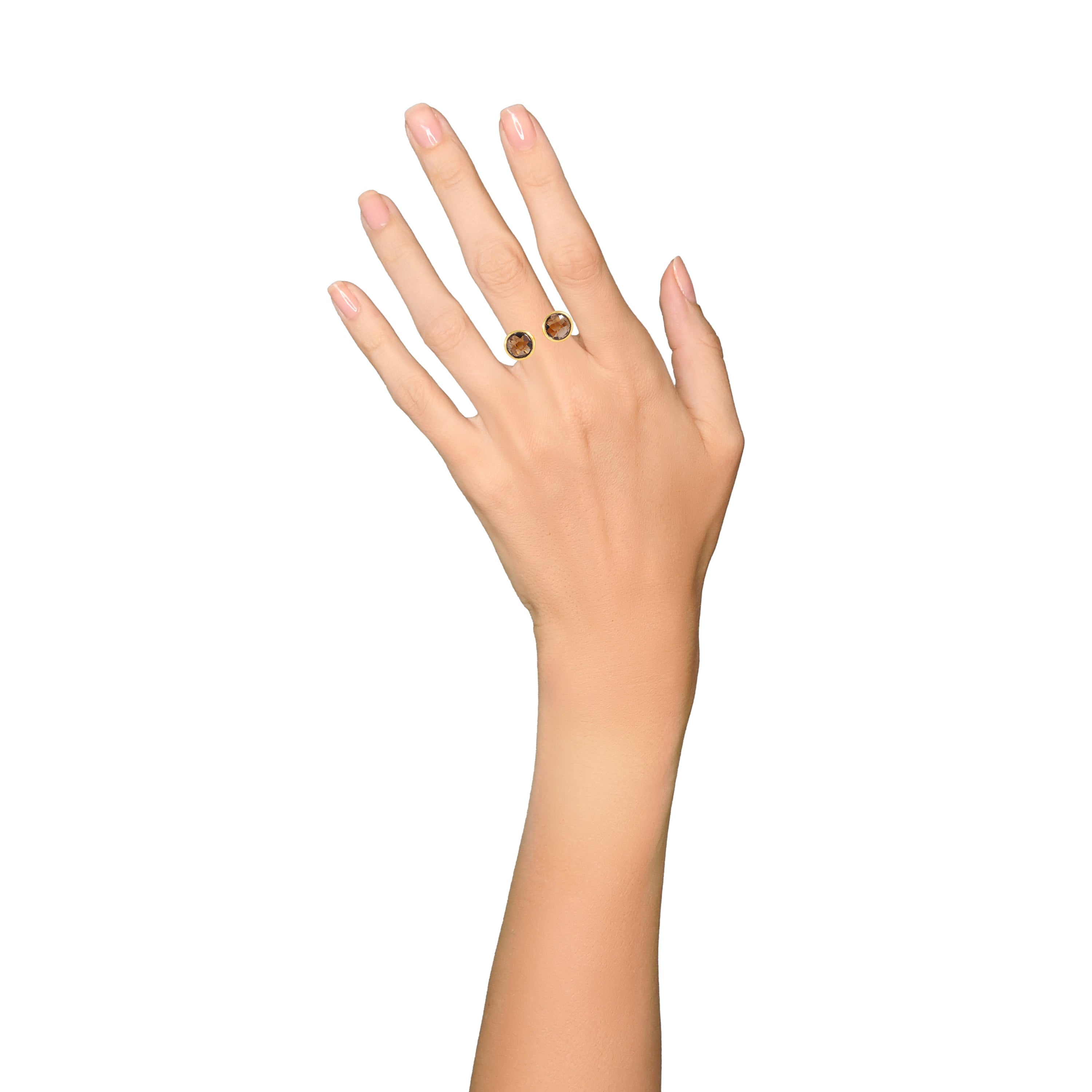 Gemini Ring in Smoky Quartz in Smoky Quartz, gold plated, handcrafted gemstone rings Singapore