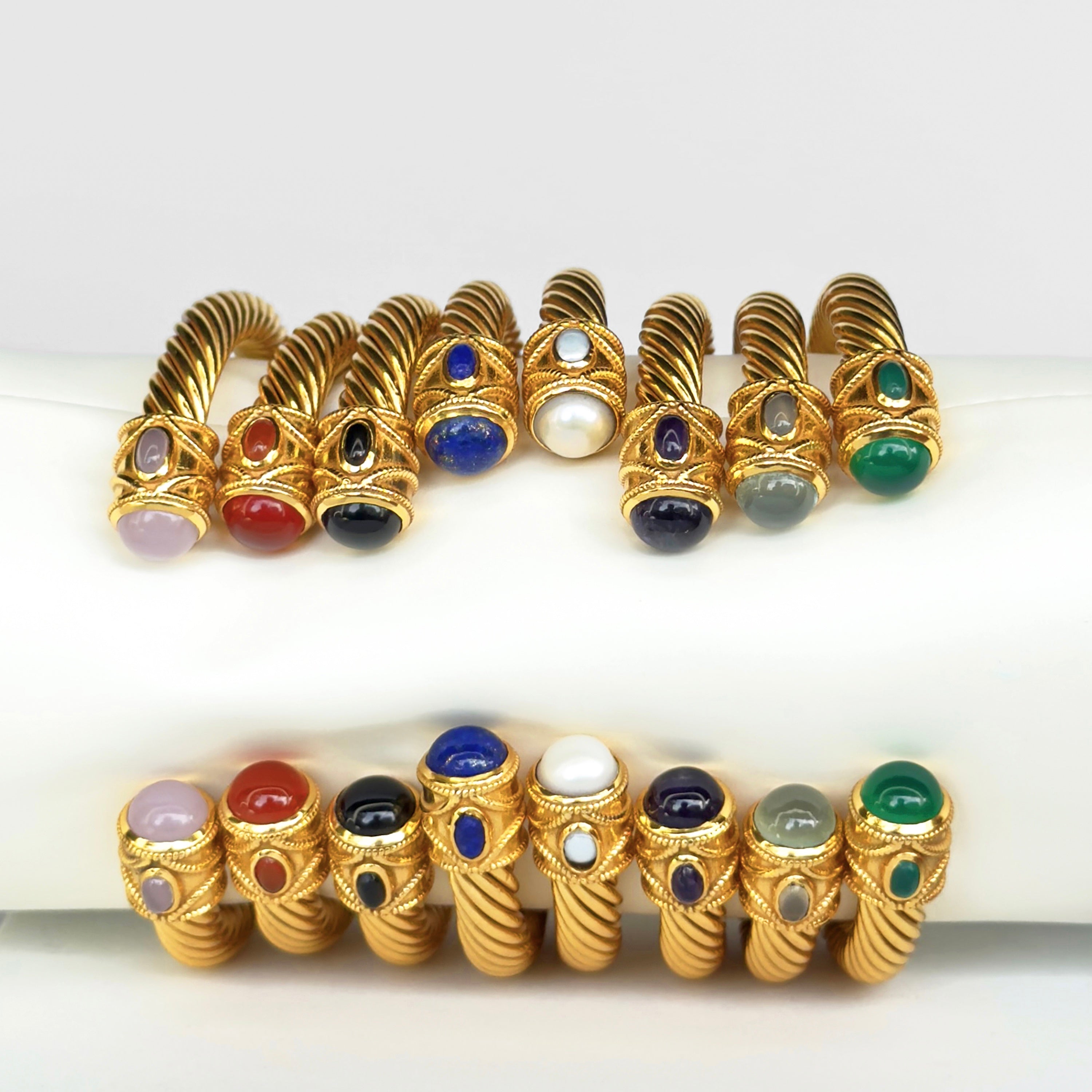 Cable cuff in Carnelian in Carnelian, gold plated, handcrafted gemstone bracelets Singapore