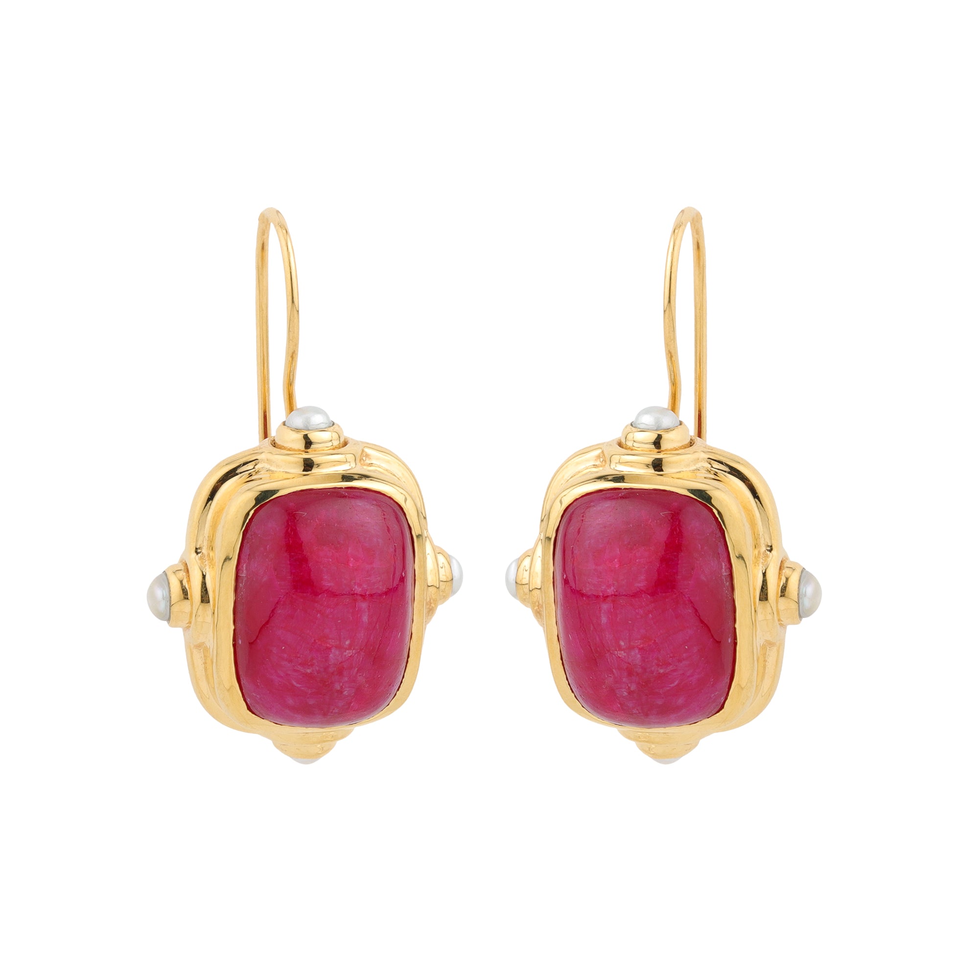 Cardinal Earrings in Ruby in Ruby, gold plated, handcrafted gemstone earrings Singapore