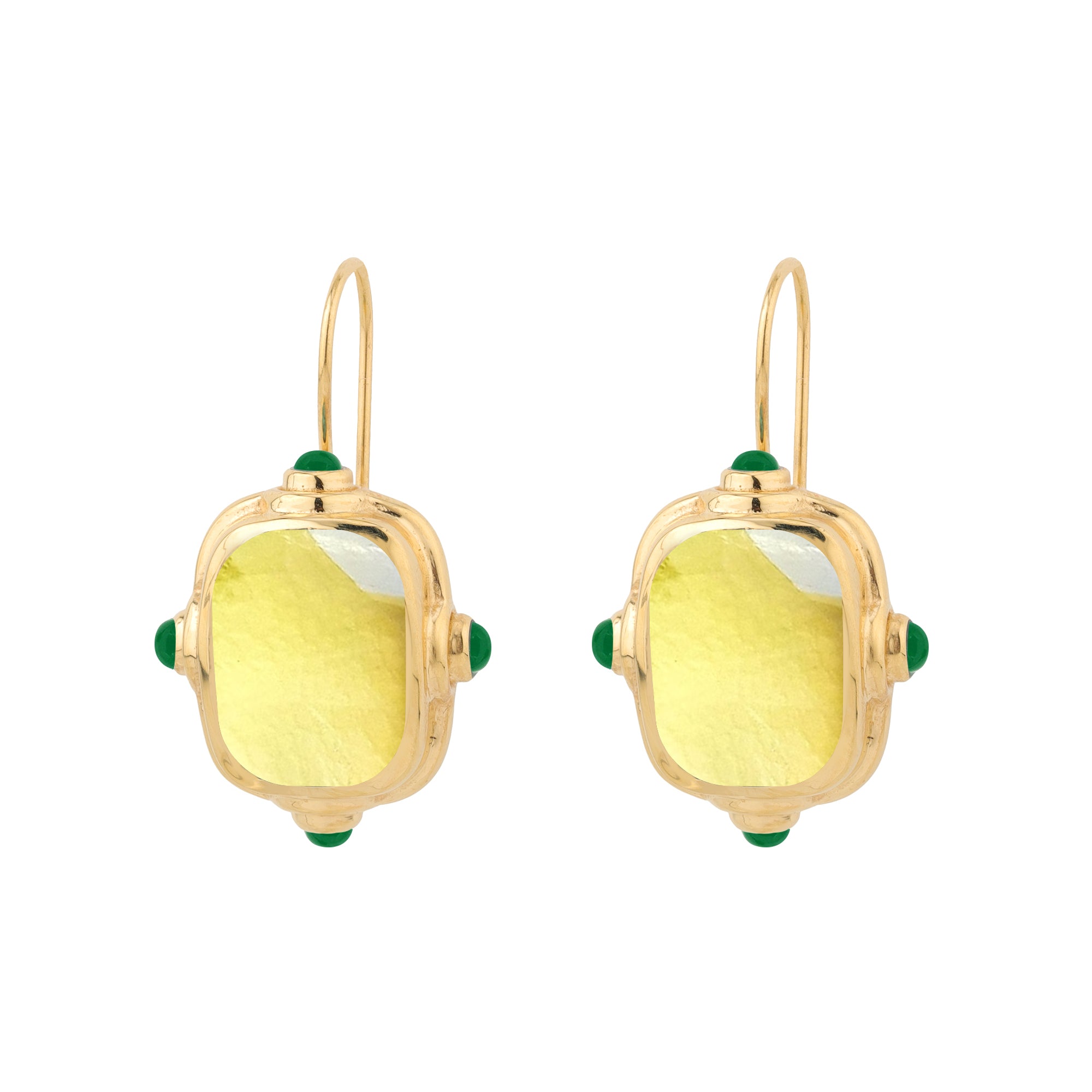 Cardinal Earrings in Lemon Quartz in Lemon Quartz, gold plated, handcrafted gemstone earrings Singapore