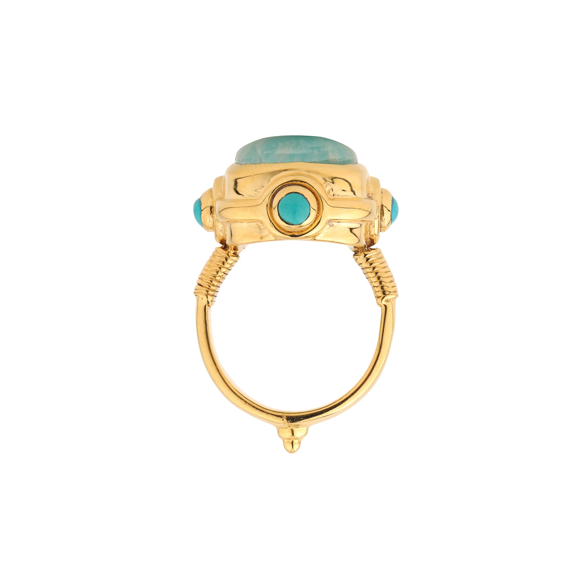 Cardinal Ring in Amazonite in Amazonite, gold plated, handcrafted gemstone rings Singapore