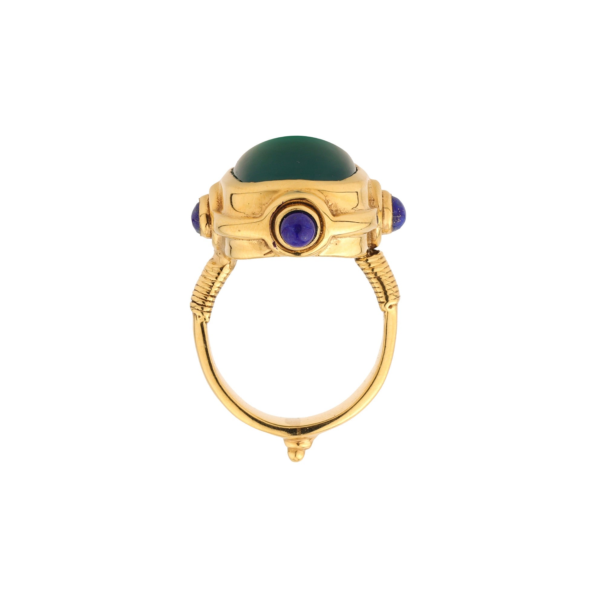Cardinal Ring in Green Onyx in Green Onyx, gold plated, handcrafted gemstone rings Singapore
