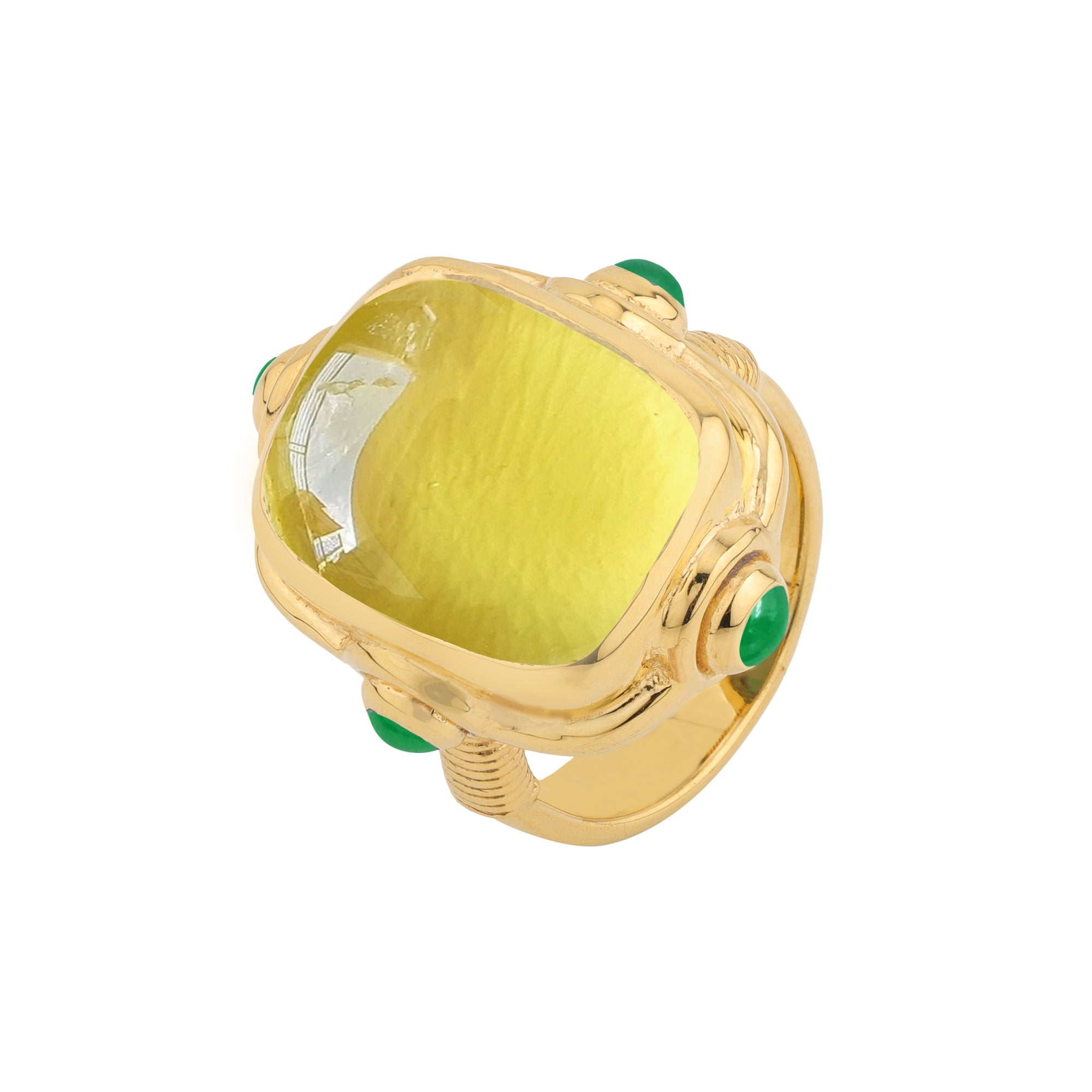 Cardinal Ring in Lemon Quartz in Lemon Quartz, gold plated, handcrafted gemstone rings Singapore