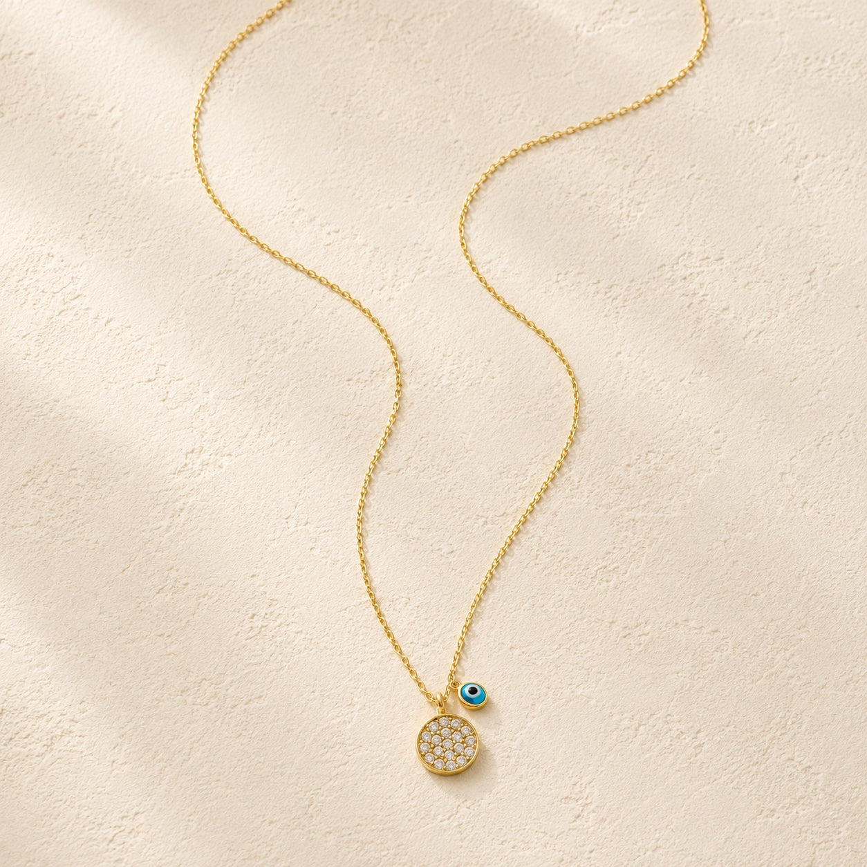 Gold Crystal Disc Necklace